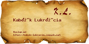 Kabók Lukrécia névjegykártya